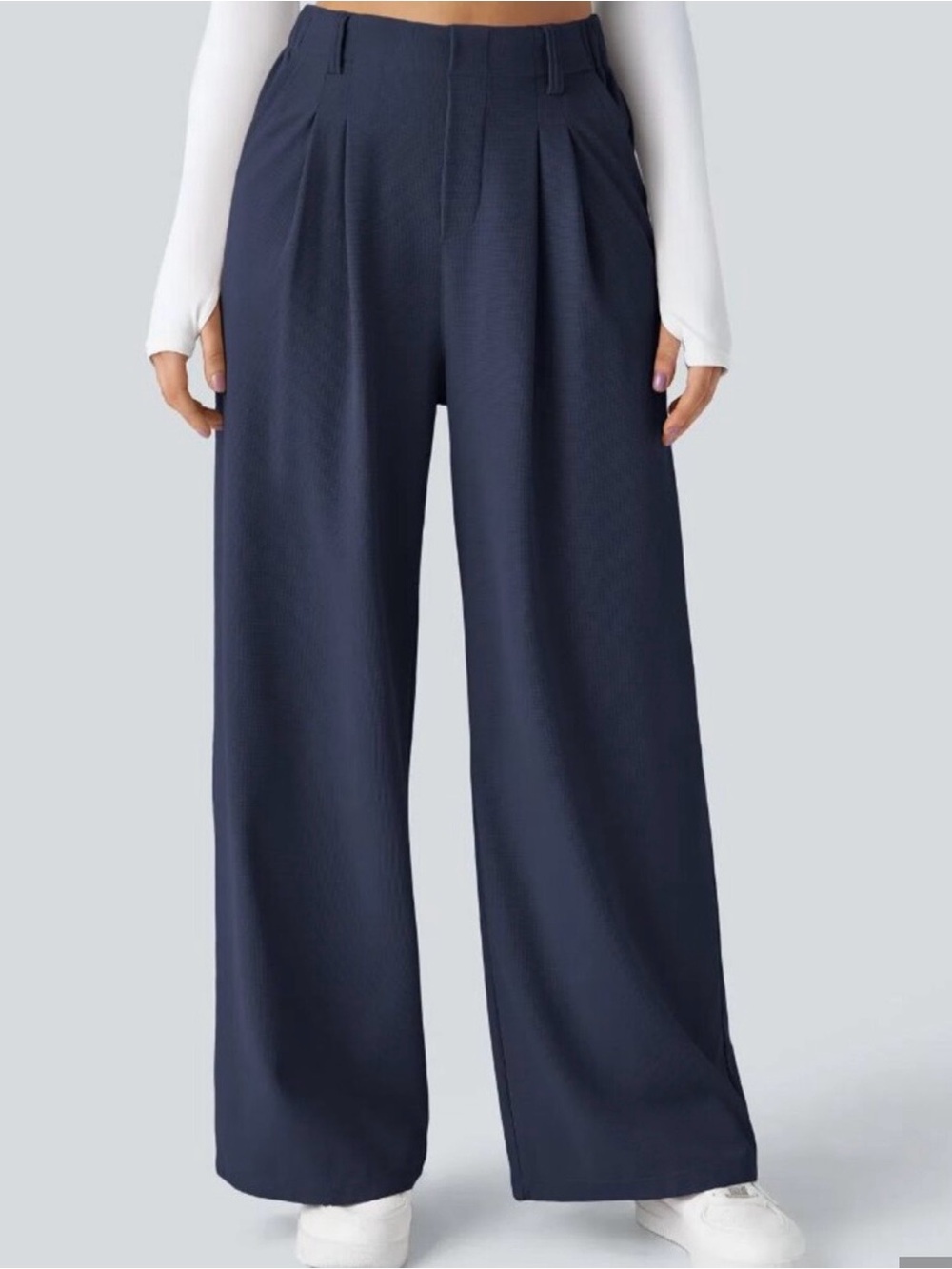Wide Leg Navy Dress Pants for Women